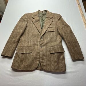 Sears Men's Store Sport Coat/Blazer VINTAGE Beige w/Blue *See Photos for Measure